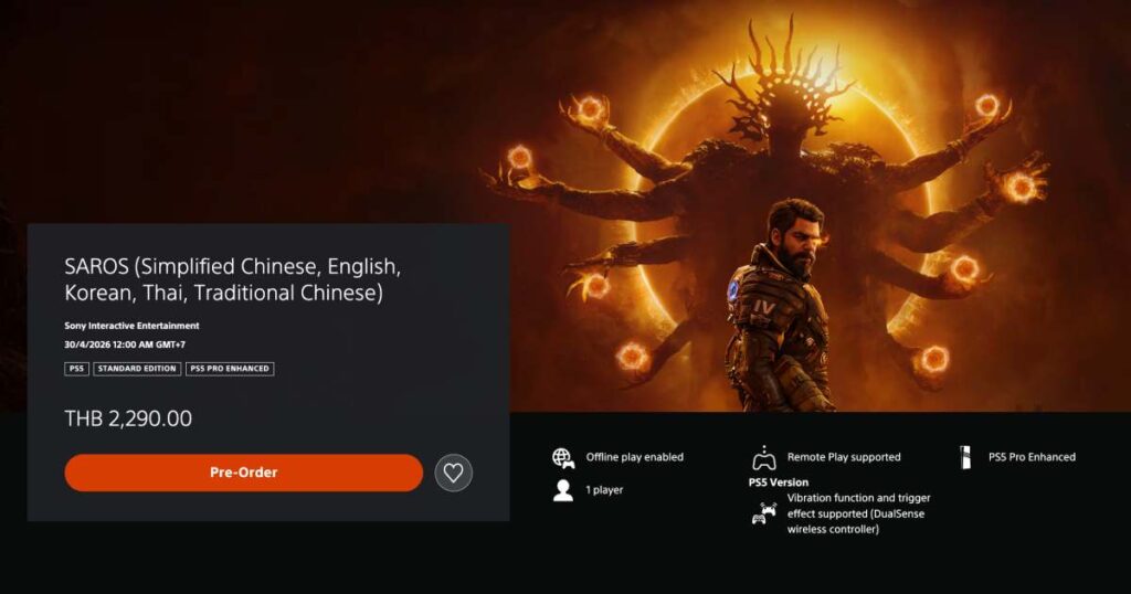 SAROS ยืนยันมาพร้อมการรองรับคำบรรยายภาษาไทย