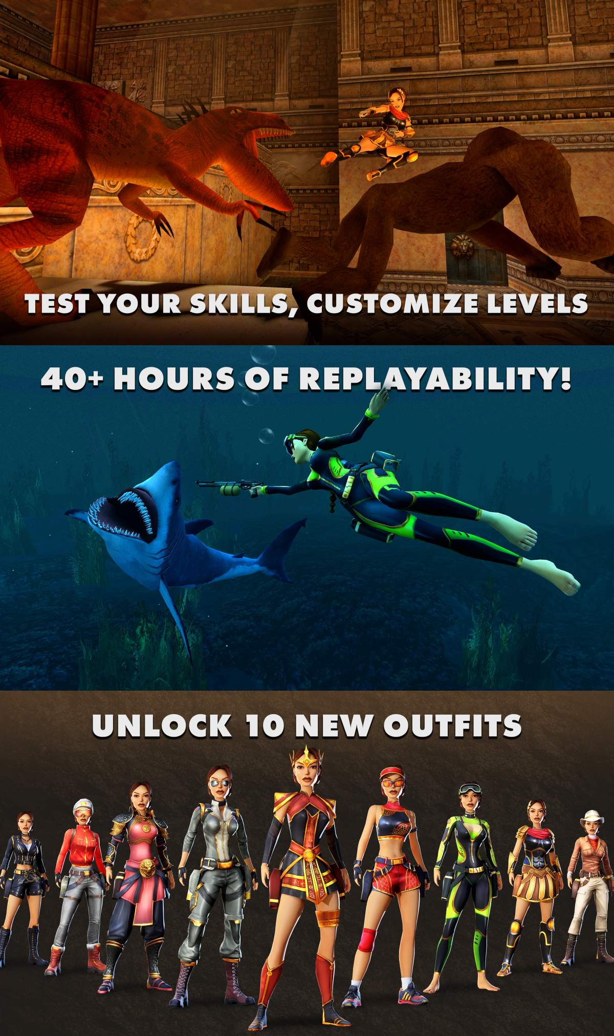 Tomb Raider I-III Remastered เวอร์ชันมือถือ โหลด เกม ภาพ