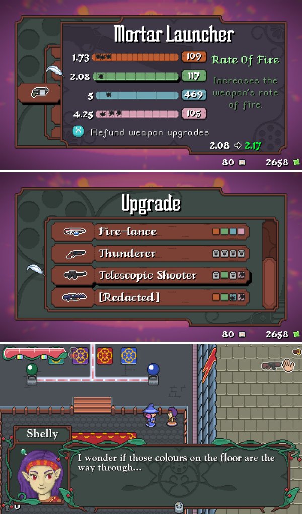 สวมบทเป็นแม่มดภาพ Pixel หยิบปืนไล่ยิงศัตรูเลือดสาดใน Trigger Witch