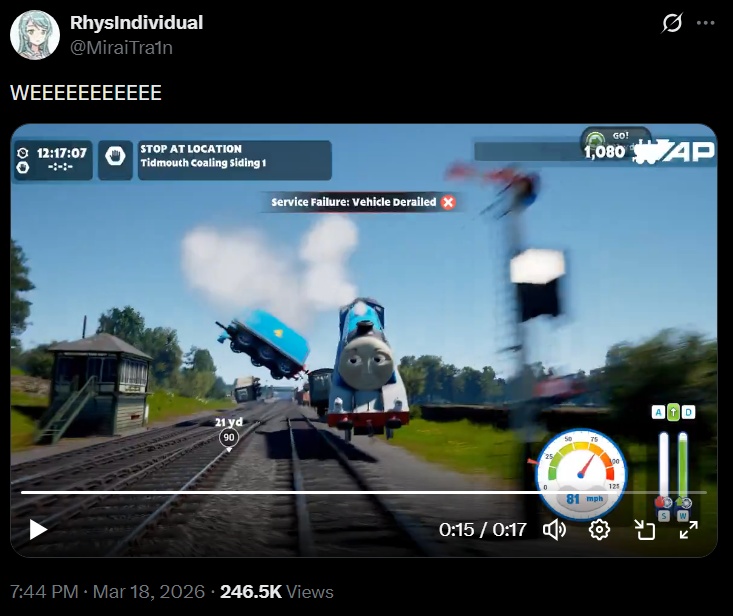 ไม่นะโทมัส! ผู้เล่นแห่อวดบัค (หรือฟีเจอร์?) ตกรางสุดฮาจาก Thomas & Friends: Wonders of Sodor
