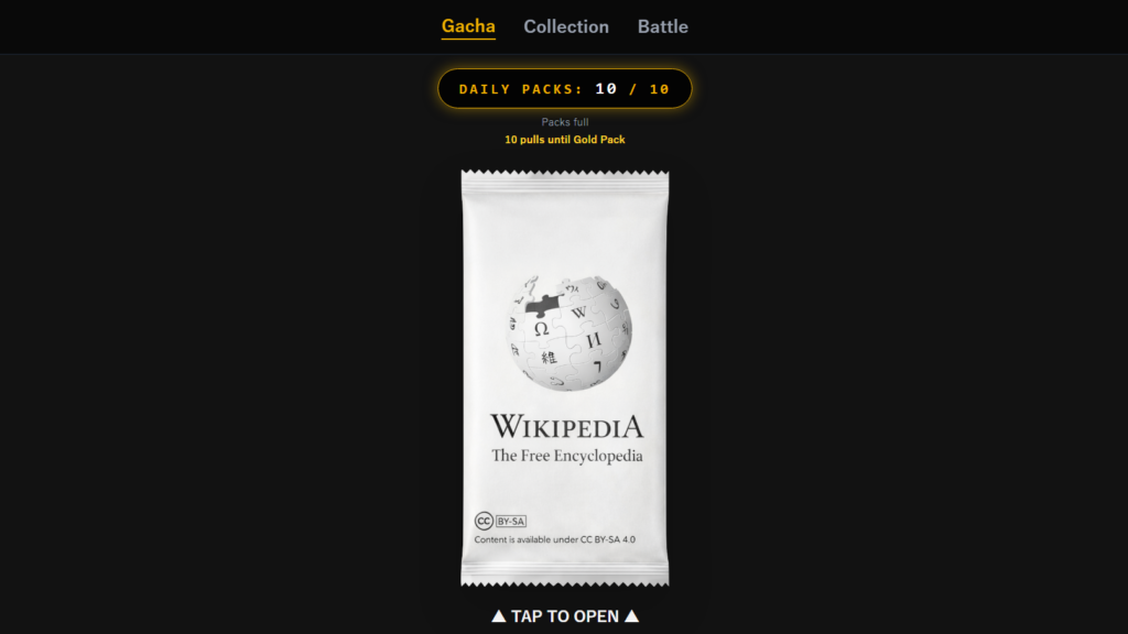 เปิดซองหน้าวิกิ! Wikigacha เกมเปิดซองการ์ดที่มาจากหน้า Wikipedia 2 wikigacha-07