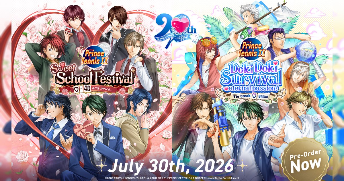 The Prince of Tennis Sweet School Festival และ The Prince of Tennis Doki Doki Survival กำหนดเปิดตัววันที่ 30 กรกฎาคม