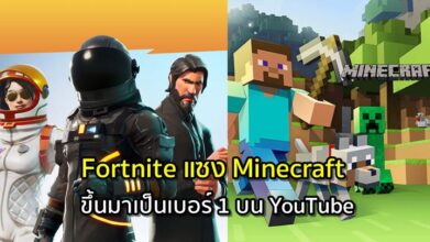 แซงอีกแล้ว! Fortnite แซง Minecraft ขึ้นมาเป็นเบอร์ 1 บน YouTube
