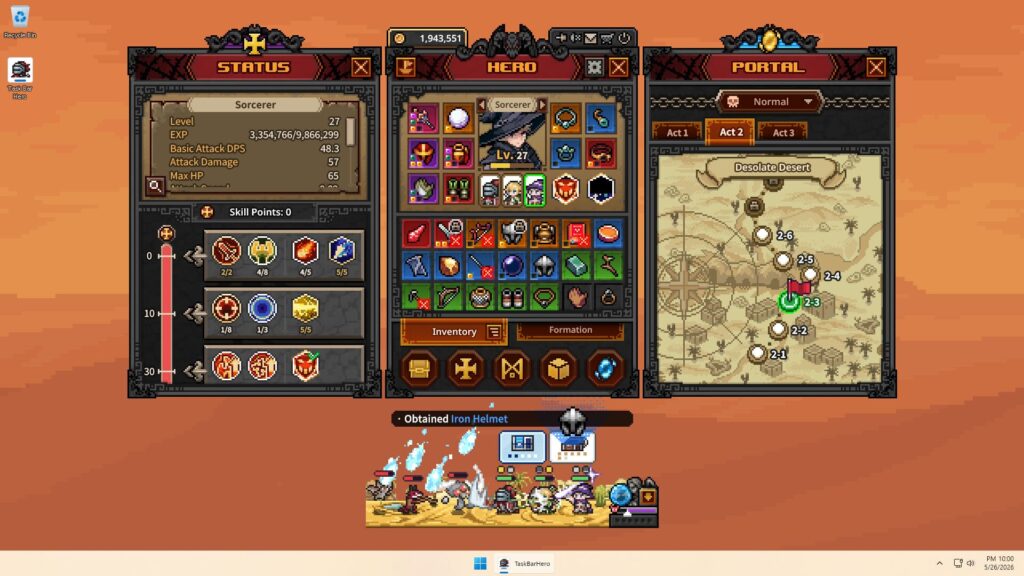 TBH: Task Bar Hero เกม RPG จิ๋วเปิดให้เล่นฟรีแล้ว พร้อมซับไทย