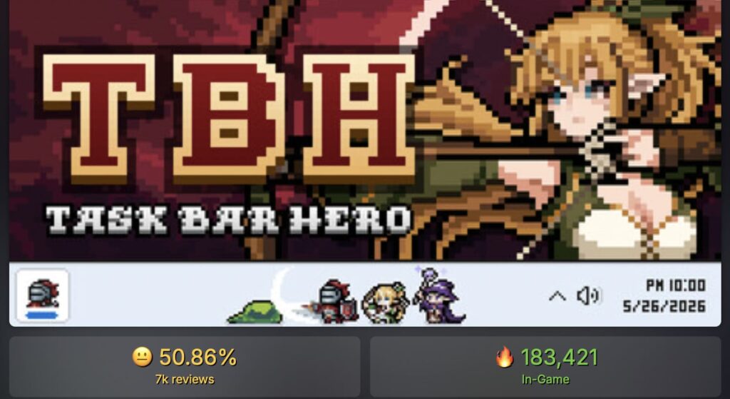 TBH: Task Bar Hero เกมจิ๋วฮิตแรง จนระบบไอเทมทำ Steam Market ล่ม