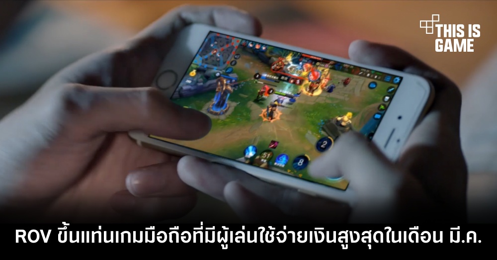ROV ขึ้นแท่นเกมมือถือที่มีผู้เล่นใช้จ่ายเงินสูงสุดในเดือน มี.ค.