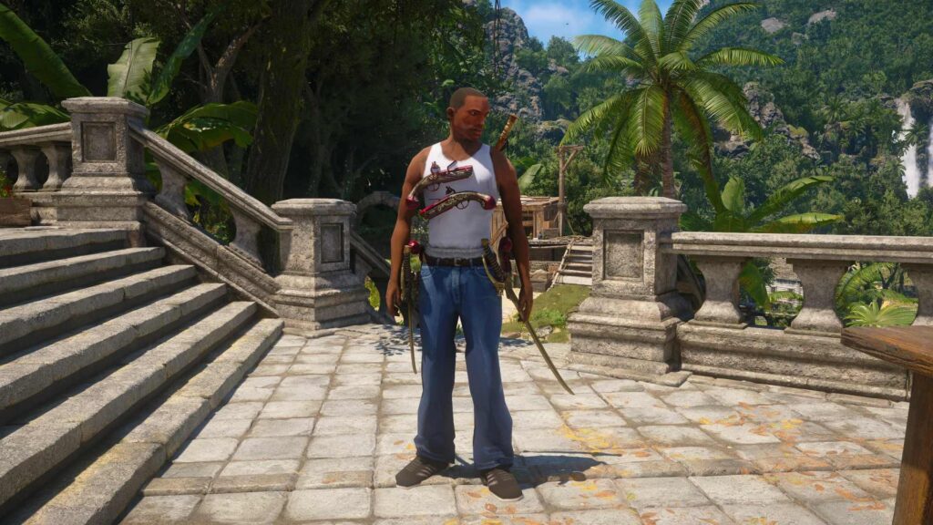 บุกยุคโจรสลัด! ม็อดเปลี่ยน Edward Kenway จาก Assassin's Creed Black Flag Resynced ให้กลายเป็น CJ จาก Grand Theft Auto: San Andreas 3 assassins-creed-black-flag-resynced-mod-replaces-edward-with-cj-02