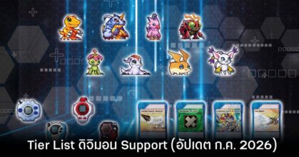 Tier List ดิจิมอน Support Digimon UP (อัปเดต ก.ค. 2026) 8 Tier List ดิจิมอน Support Digimon UP (อัปเดต ก.ค. 2026)